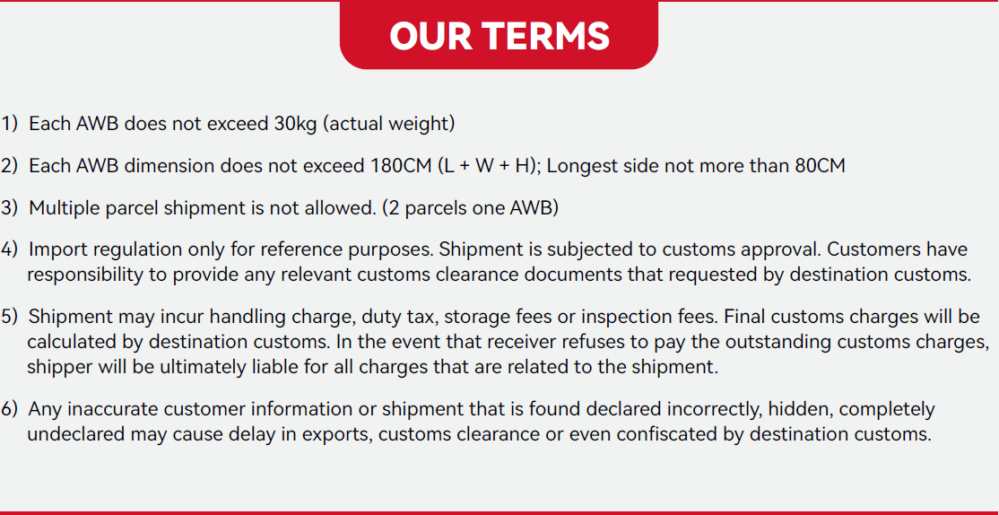 J&T International Shipping Terms and Condition